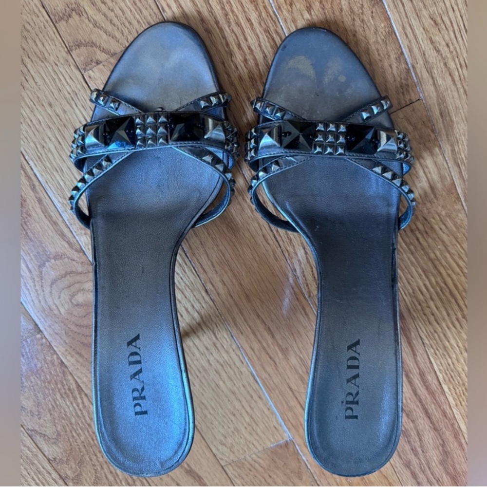 PRADA Studded Kitten Heels